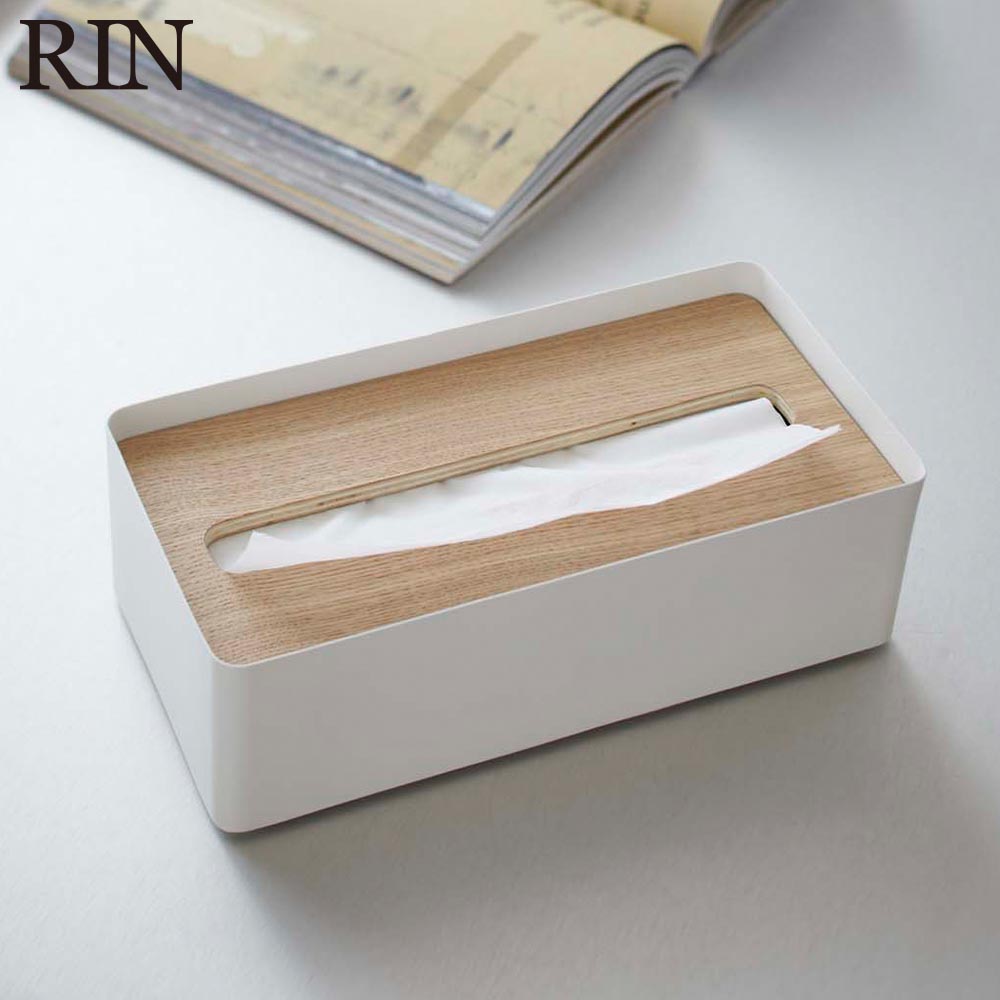 蓋付きティッシュケース リン L 山崎実業 RIN ブラウン ナチュラル 7729 7730 ティッシュカバー yamazaki