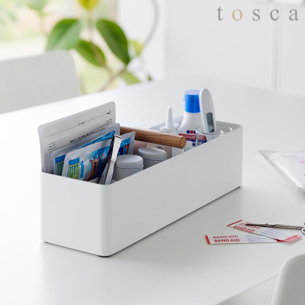 ハンドル付きスリム収納ボックス トスカ ホワイト 山崎実業 tosca 1856