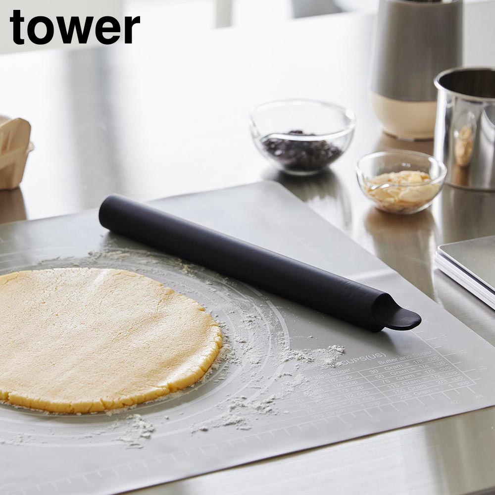 スケッパー付きシリコーンめん棒 タワー 山崎実業 tower ホワイト ブラック 1411 1412 タワーシリーズ yamazaki