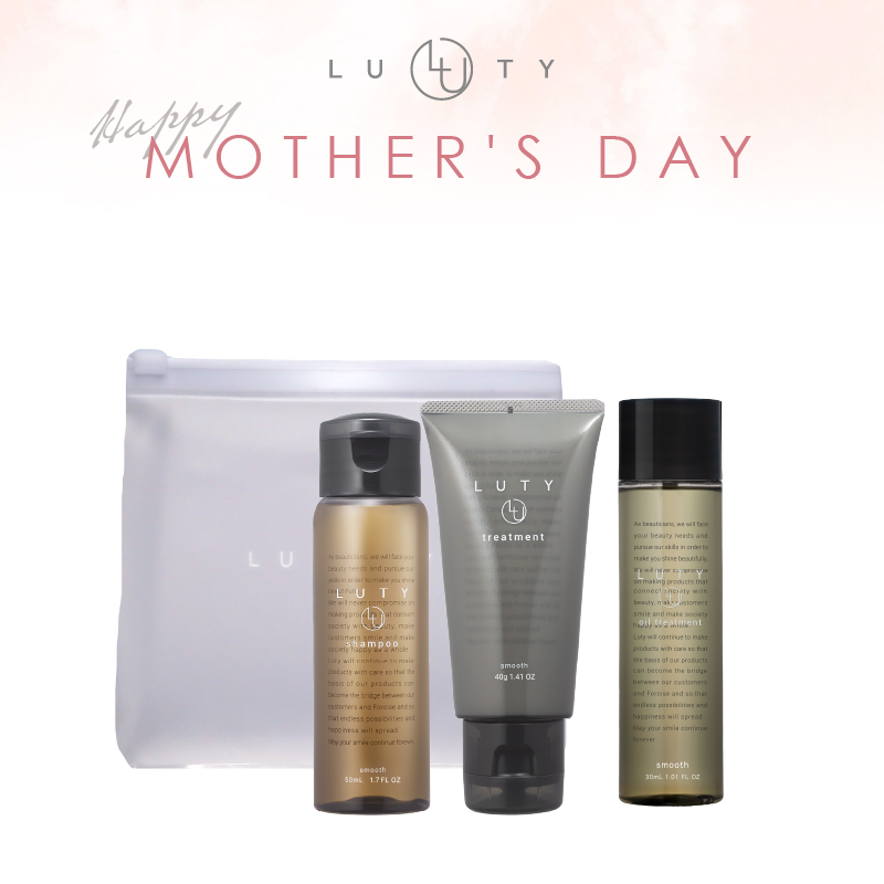 【母の日ギフトセット】LUTY ルーティー シャンプー 50ml ＆ トリートメント 40g ＆ ヘアオイル 30ml セット ポーチ ショッパー付き