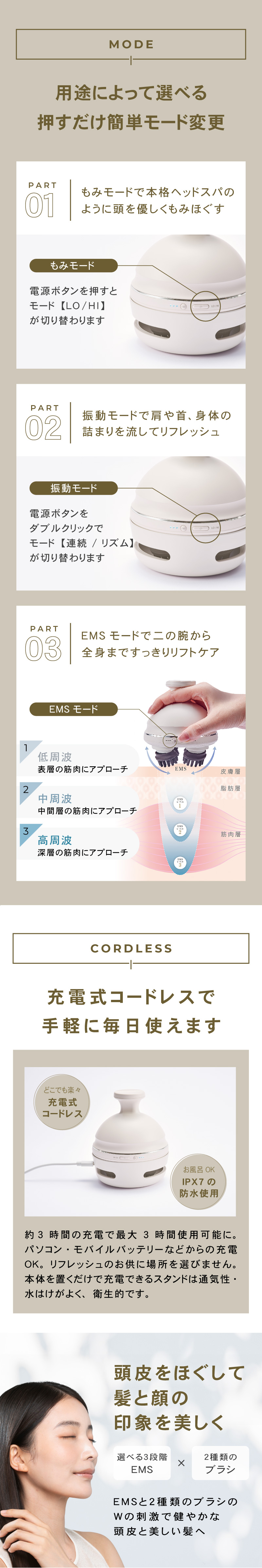 フェスティノ 充電式 EMS ヘッドスパ プレミア