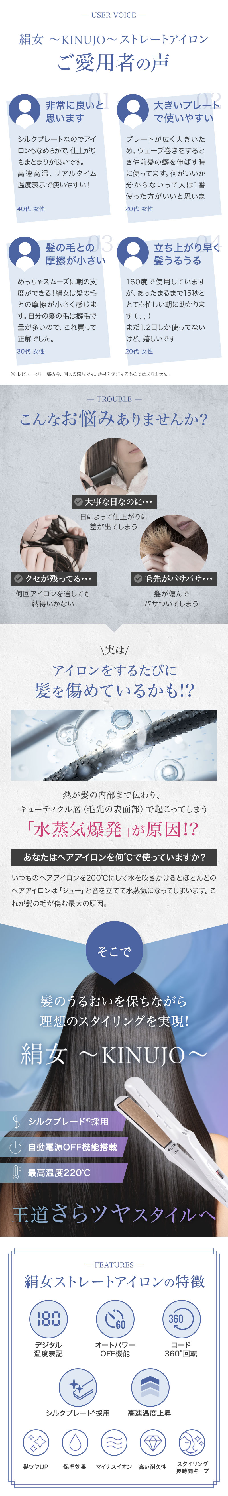 KINUJO シルクプレート ストレートアイロン パールホワイト