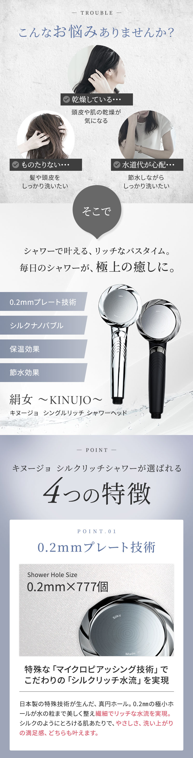 キヌ―ジョ　シングルリッチシャワーヘッド