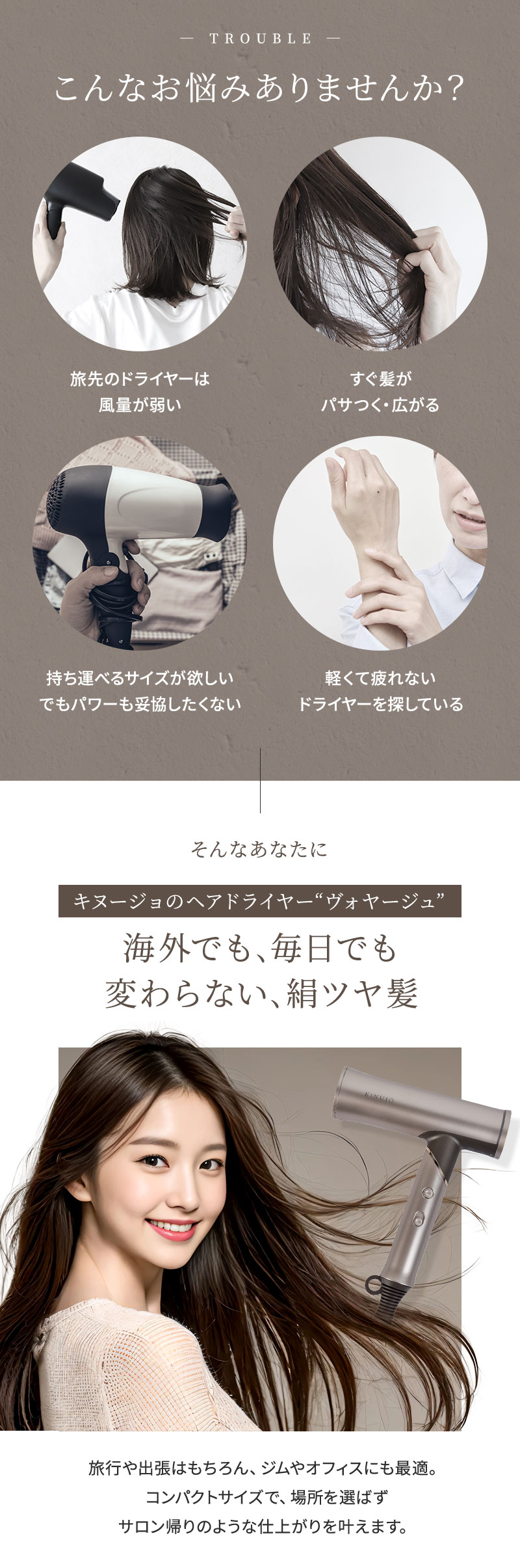 キヌ―ジョ　ヘアドライヤー　ヴォヤージュ