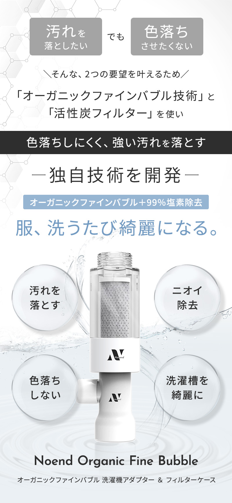 正規販売店 ノーエンド オーガニックファインバブル 洗濯機アダプター