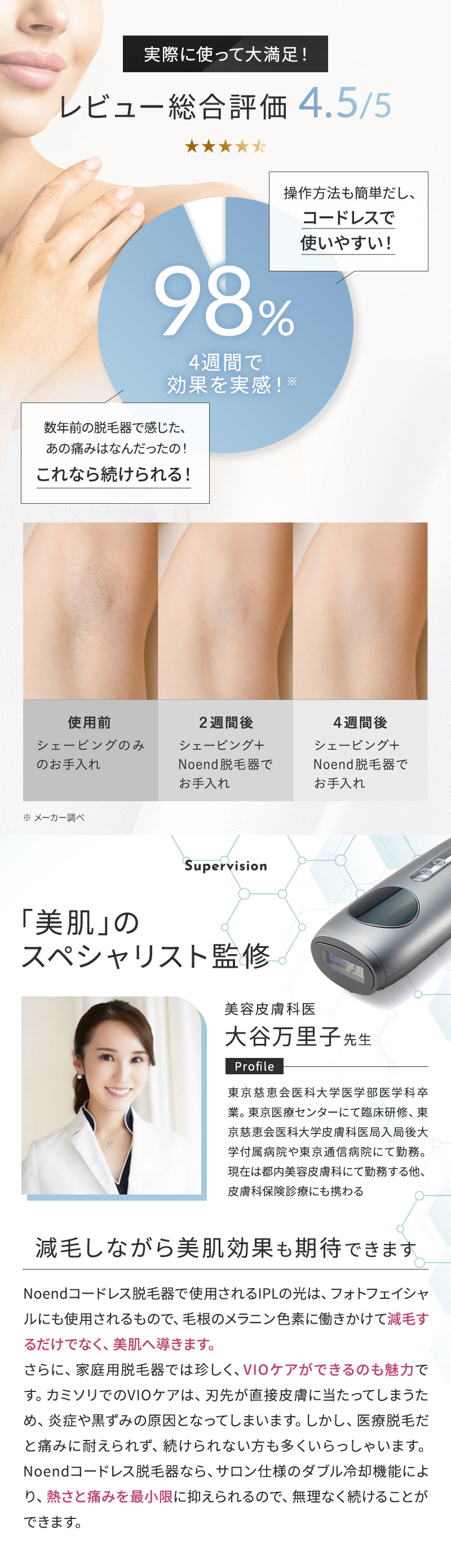 正規販売店 ノーエンド コードレス脱毛器 スキンケア デバイス NB-HR-001